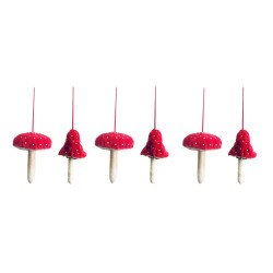 Mixed Red Velvet Mushroom Decorations - Fiona Walker England