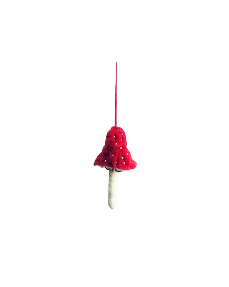 Decorazioni Natalizie Miste A Forma Di Funghi In Velluto Rosso
