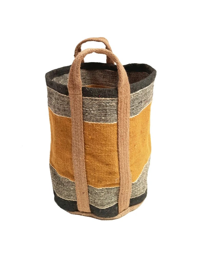 Mustard Storage Bag with Black Stripes | Binnichi Online