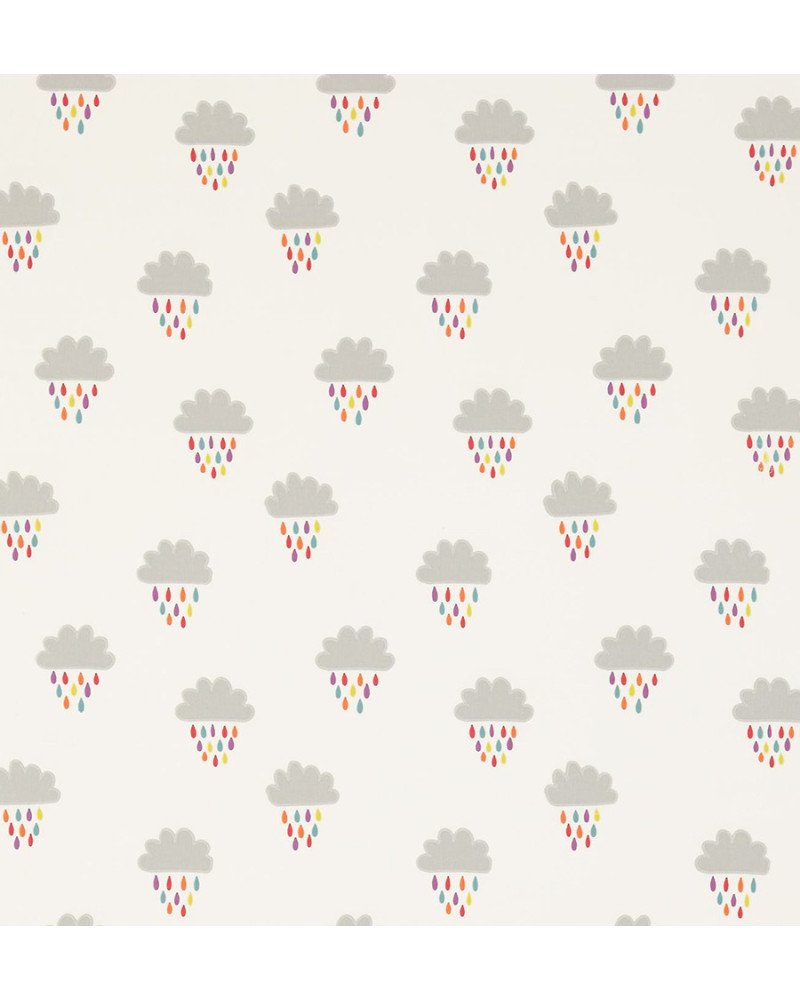 SCION embroidered fabric clouds and raindrops april showers