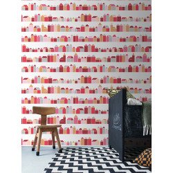 inke - wall mural houses huisjes rood 