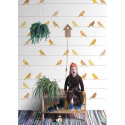 inke - wall mural birds vogels geel 