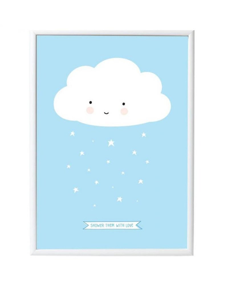 A LITTLE LOVELY COMPANY poster cloud (light blue) 