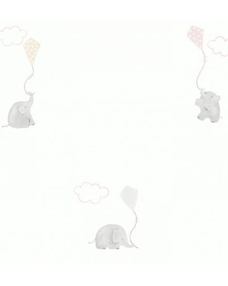 Casadeco carta da parati elefanti elephants (beige/grigio)