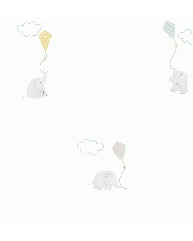 Casadeco carta da parati elefanti elephants (celeste/grigio)