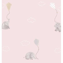 CASADECO fabric elephants rose/beige 