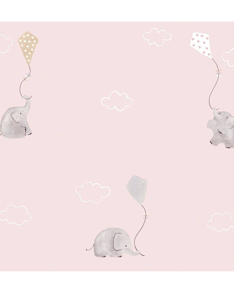 CASADECO tessuto d'arredo elefanti elephants rosa/beige