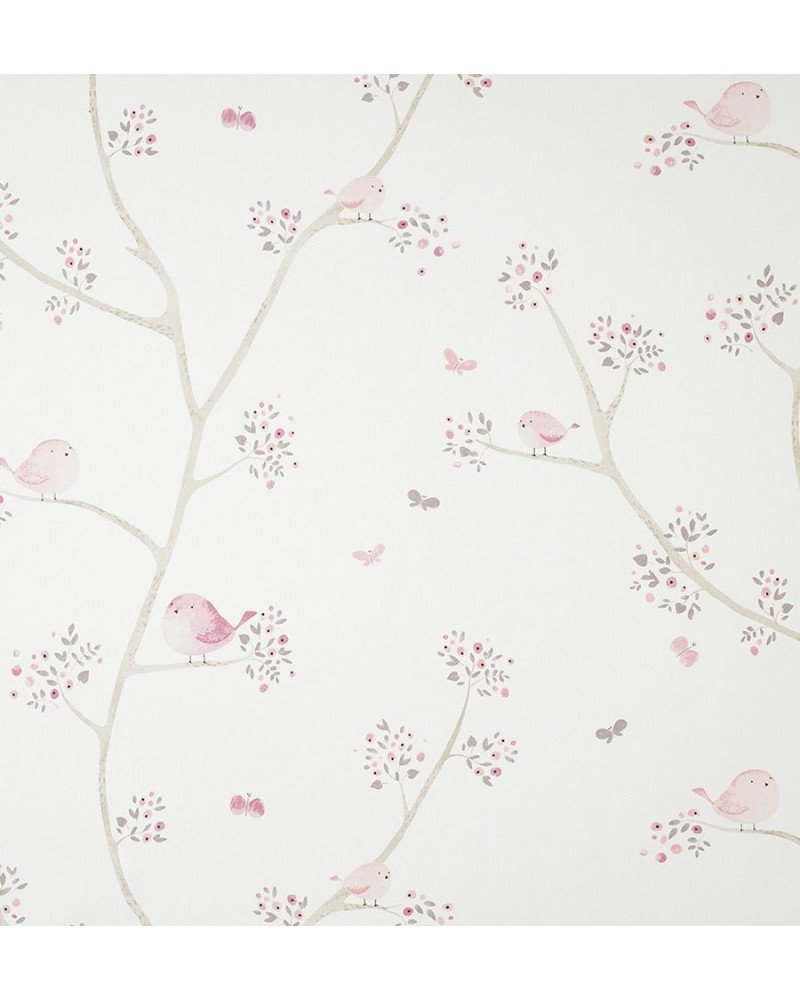 CASADECO fabric little birds oiseaux rose 