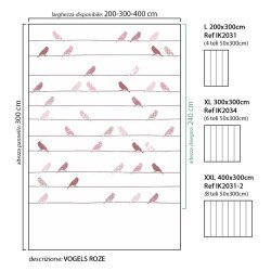 inke - murale in carta da parati uccellini vogels roze