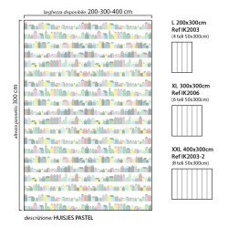 inke - murale in carta da parati casette huisjes pastel