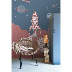 inke -wall mural rocket raket rood 