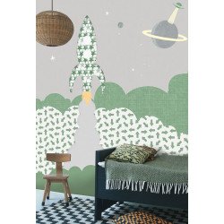 inke - wall mural rocket raket groen 