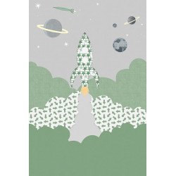 inke - wall mural rocket raket groen 