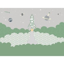 inke - wall mural rocket raket groen 