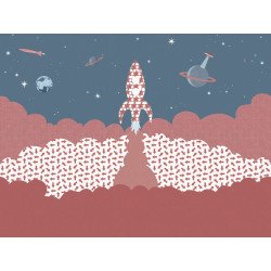 inke -wall mural rocket raket rood 