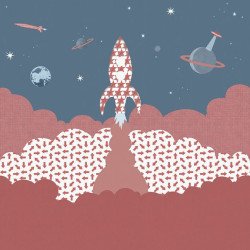 inke -wall mural rocket raket rood 