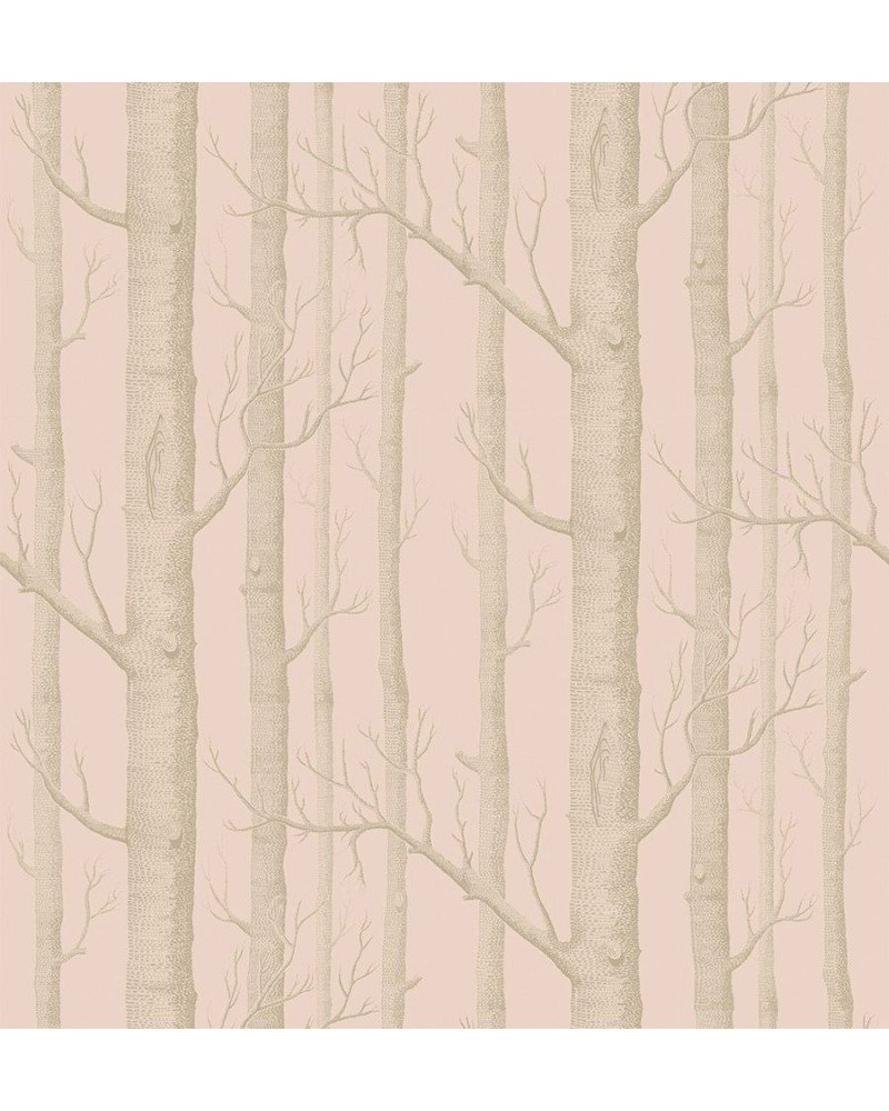 cole & son - carta da parati woods (powder pink/silver)