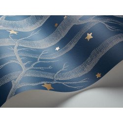 cole & son - carta da parati woods & stars (midnight blue/gold)