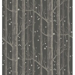 cole & son - wallpaper woods & stars (inky black/silver) 