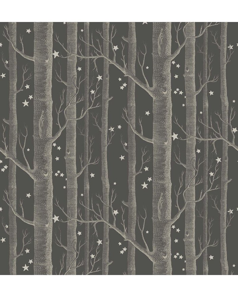 cole & son - carta da parati woods & stars (inky black/silver)