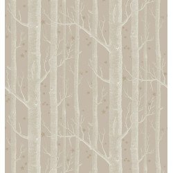 cole & son - carta da parati woods & stars (linen/white/gold)