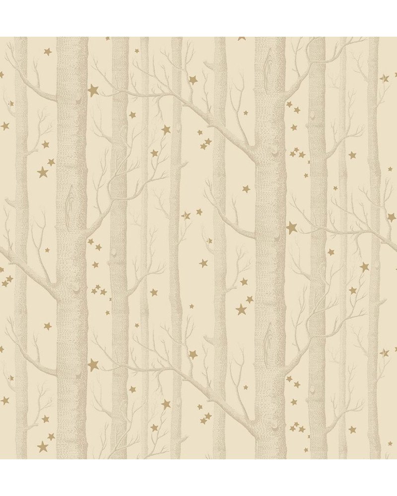 cole & son - carta da parati woods & stars (ivory/gold)