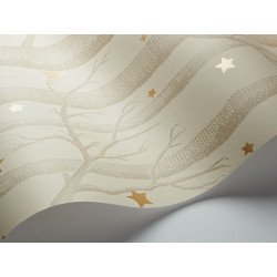 cole & son - carta da parati woods & stars (ivory/gold)