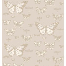 cole & son - wallpaper butterflies & dragonflies (grey/gold) 