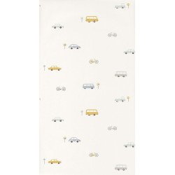 casadeco wallpaper vintage cars (blue/mustard) 