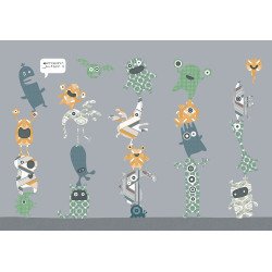 inke - wall mural stack-o-monsters orange 