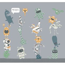 inke - wall mural stack-o-monsters orange 