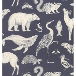 FERM LIVING katie scott wallpaper animals (dark blue) 