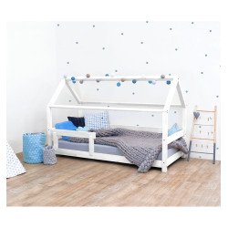 Cama Casa Montessori Tery con barandilla (blanco)