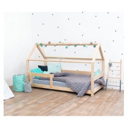 BENLEMI letto casa montessori tery con sponda (naturale oliato)