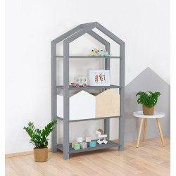 BENLEMI montessori wooden house shelf tally (grey) 