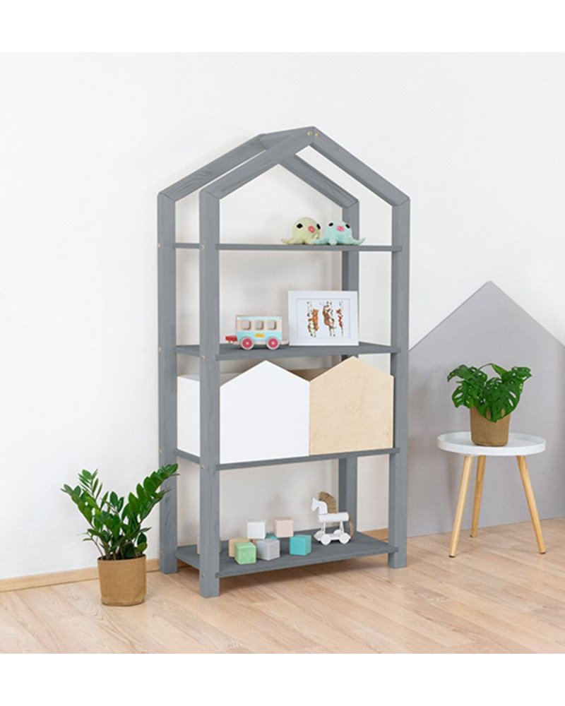 BENLEMI libreria montessori a casetta tally (grigio)