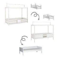 LIFETIME KIDSROOMS letto evolutivo 3 in 1 con tetto in tessuto