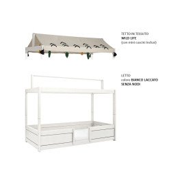 LIFETIME KIDSROOMS letto evolutivo 3 in 1 con tetto in tessuto