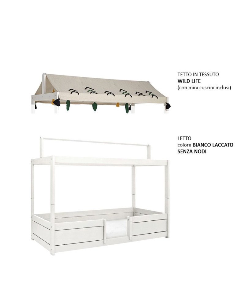 LIFETIME KIDSROOMS letto evolutivo 3 in 1 con tetto in tessuto