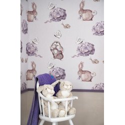 AILANTO DESIGN carta da parati coco's bunnies (lilac) 