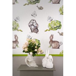 AILANTO DESIGN carta da parati coco's bunnies (vibrant green) 