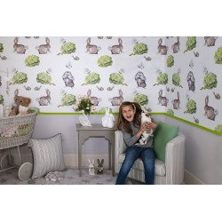 AILANTO DESIGN carta da parati coco's bunnies (vibrant green) 