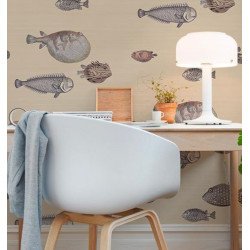 FORNASETTI wallpaper acquario taupe 