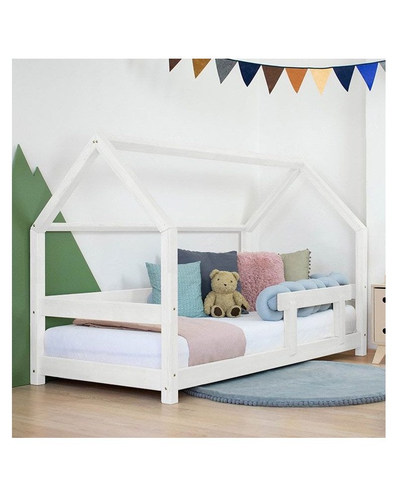 Cama Casa Montessori Tery con barandilla (blanco)