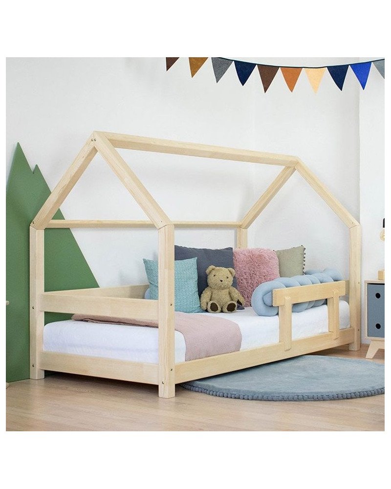 BENLEMI letto casa montessori tery con sponda (naturale oliato)