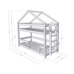 BENLEMI house-shaped bunk bed Kili (grey) 