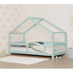 BENLEMI letto casa montessori lucky con sponda fissa - celeste