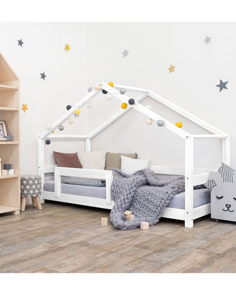 BENLEMI letto casa montessori lucky con sponda amovibile(bianco)