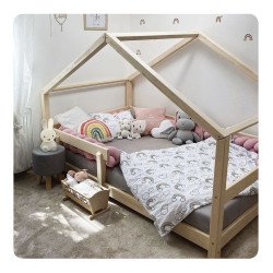 BENLEMI letto casa montessori lucky con sponda amovibile