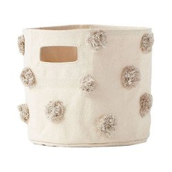 PEHR mini canvas storage light grey pom poms 